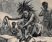 Afrikaanse sjamaan, houtgravure
